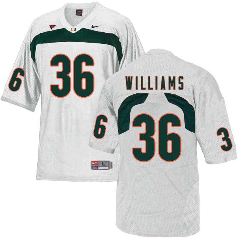 Nike Miami Hurricanes #36 Marquez Williams College Football Jerseys Sale-White - Click Image to Close